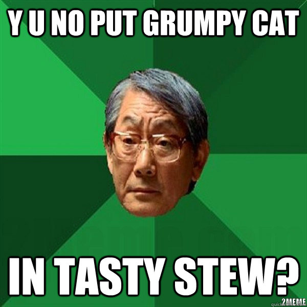 y u no put grumpy cat in tasty stew? - y u no put grumpy cat in tasty stew?  High Expectation Asian Father In Time