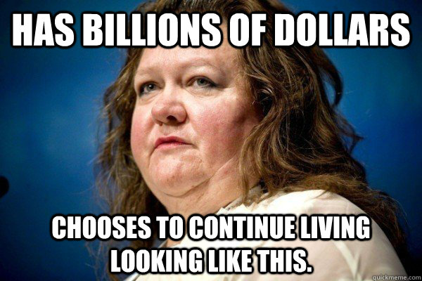 Has billions of dollars  chooses to continue living looking like this.  Spiteful Billionaire