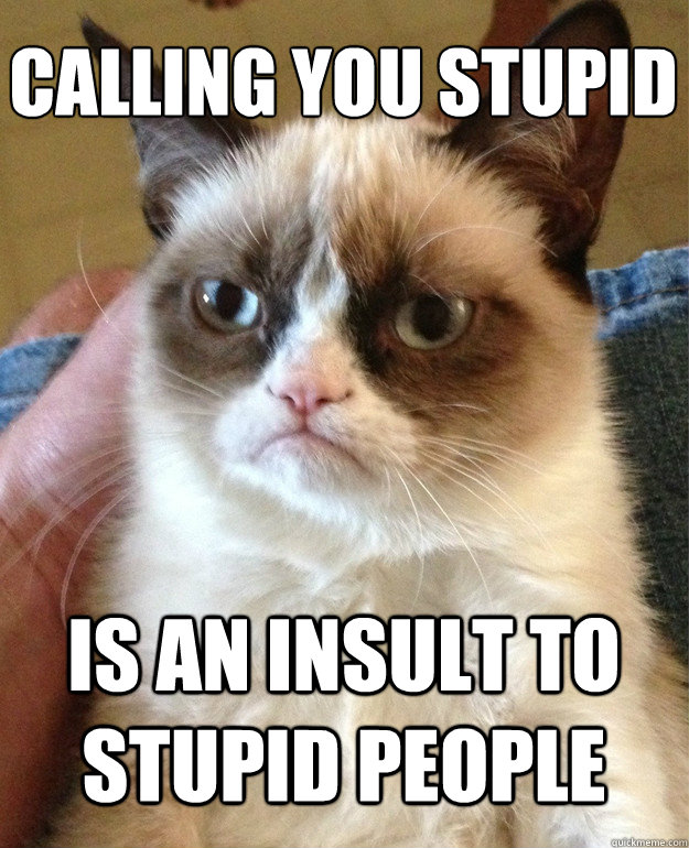 calling you stupid is an insult to stupid people  Grumpy Cat