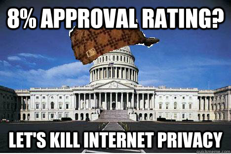 8% Approval Rating? let's kill internet privacy - 8% Approval Rating? let's kill internet privacy  Misc