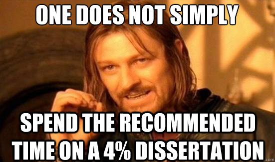 One Does Not Simply spend the recommended time on a 4% dissertation  Boromir