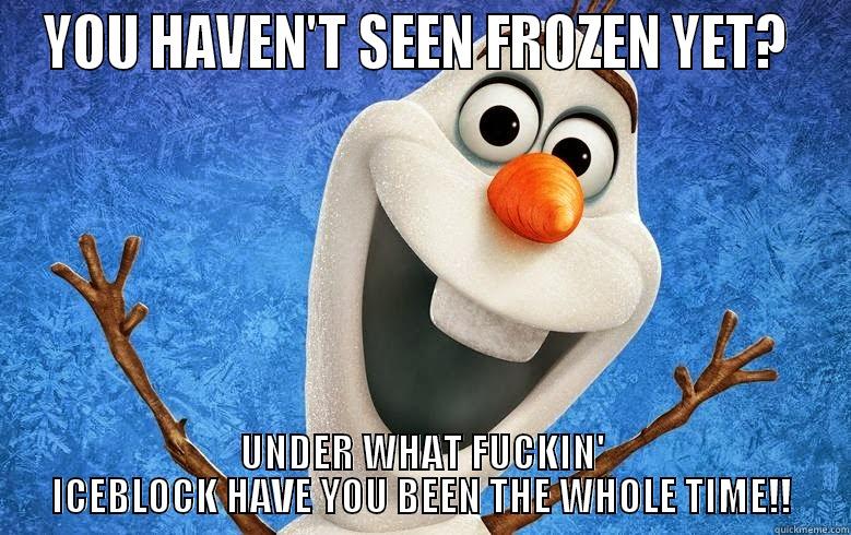 YOU HAVEN'T SEEN FROZEN YET?  UNDER WHAT FUCKIN' ICEBLOCK HAVE YOU BEEN THE WHOLE TIME!! Misc