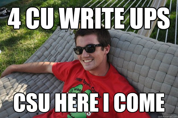 4 Cu write ups



 CSu Here I Come  
