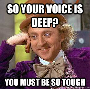 SO YOUR VOICE IS DEEP? YOU MUST BE SO TOUGH  Condescending Wonka