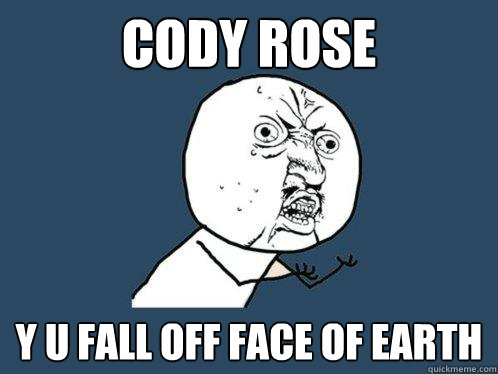 cody rose y u fall off face of earth  Y U No