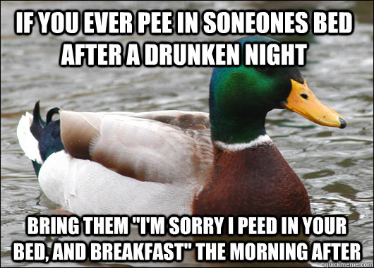 If you ever pee in soneones bed after a drunken night Bring them 