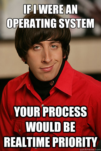 IF I WERE AN OPERATING SYSTEM YOUR PROCESS WOULD BE REALTIME PRIORITY  Howard Wolowitz