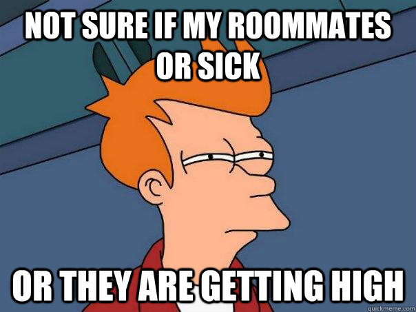 Not sure if my roommates or sick Or they are getting high  Futurama Fry