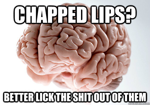 Chapped lips? Better lick the shit out of them  Scumbag Brain