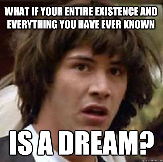 What if your entire existence and everything you have ever known is a dream? - What if your entire existence and everything you have ever known is a dream?  conspiracy keanu