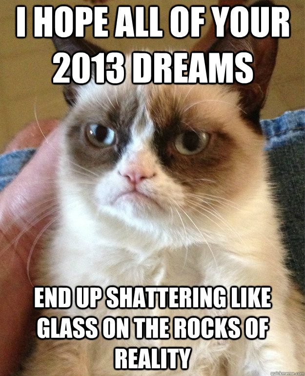 I hope all of your 2013 dreams end up shattering like glass on the rocks of reality - I hope all of your 2013 dreams end up shattering like glass on the rocks of reality  Misc