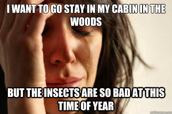 I want to go stay in my cabin in the woods but the insects are so bad at this time of year  First World Problems