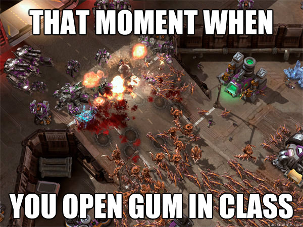 That Moment when you open gum in class  Everyday Zerg Rush