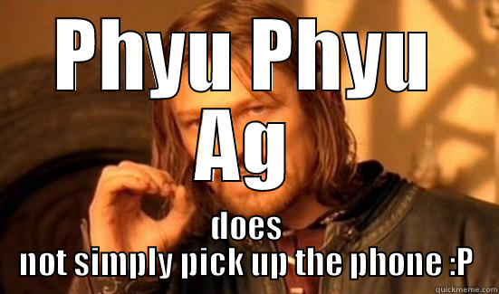 PHYU PHYU AG DOES NOT SIMPLY PICK UP THE PHONE :P Boromir