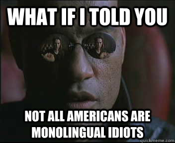 What if I told you Not all Americans are monolingual idiots  Morpheus SC