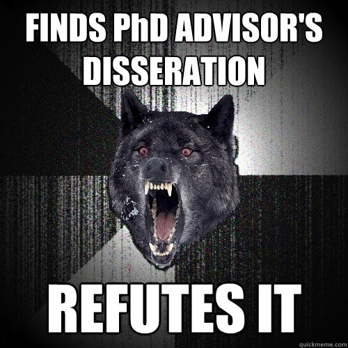 FINDS PhD ADVISOR'S DISSERATION REFUTES IT  Insanity Wolf