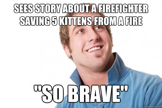 sees story about a firefighter saving 5 kittens from a fire 