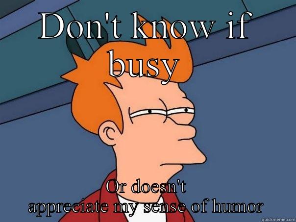 DON'T KNOW IF BUSY OR DOESN'T APPRECIATE MY SENSE OF HUMOR Futurama Fry