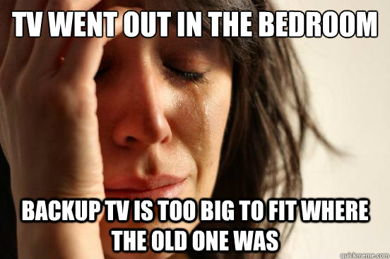 TV went out in the bedroom Backup TV is too big to fit where the old one was  First World Problems