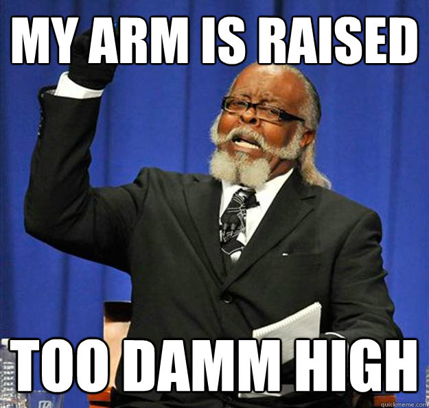 MY ARM IS RAISED TOO DAMM HIGH  Jimmy McMillan
