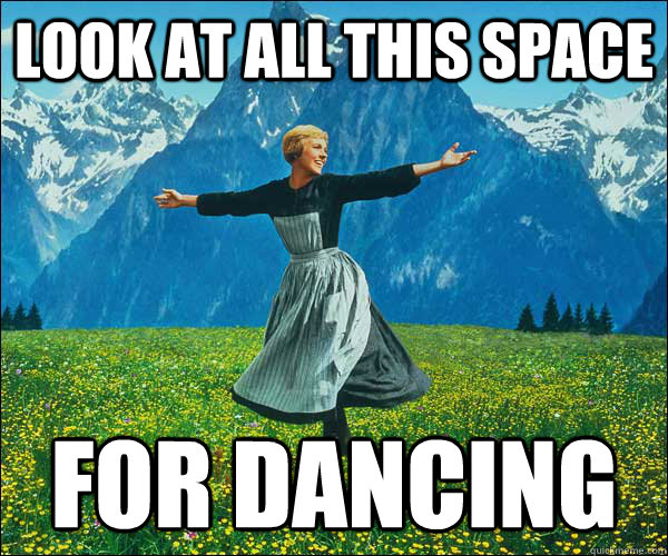 Look at all this space for dancing  Look At All The Fucks I Give
