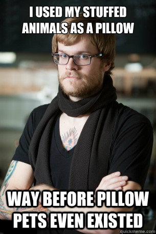 I used my stuffed animals as a pillow way before Pillow Pets even existed  Hipster Barista
