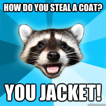 HOW DO YOU STEAL A COAT? YOU JACKET!  Lame Pun Coon