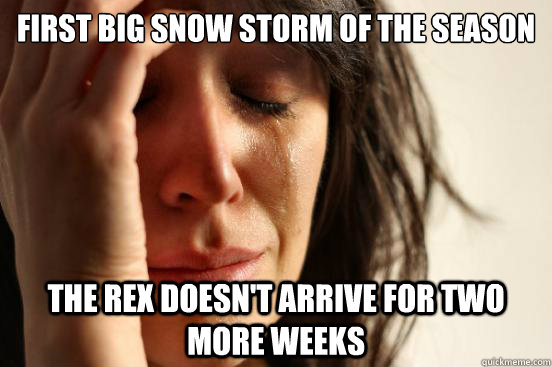 First big snow storm of the season The REX doesn't arrive for two more weeks   First World Problems