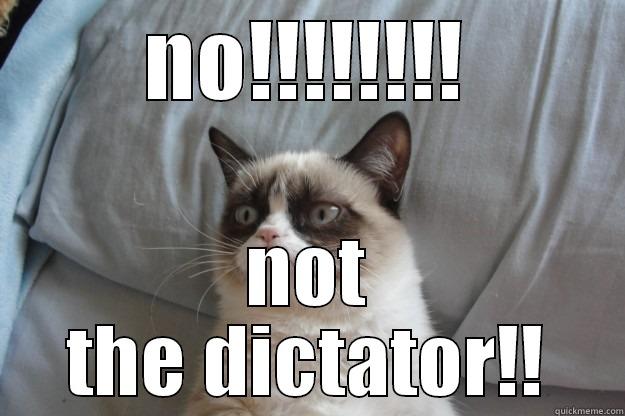 NO!!!!!!!! NOT THE DICTATOR!! Grumpy Cat