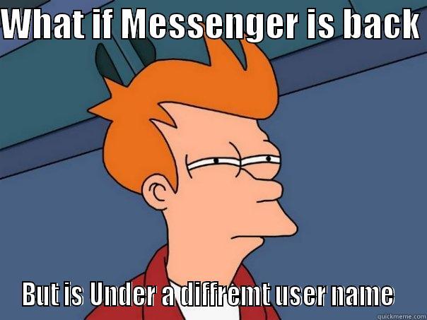 WHAT IF MESSENGER IS BACK  BUT IS UNDER A DIFFERENT USER NAME  Futurama Fry