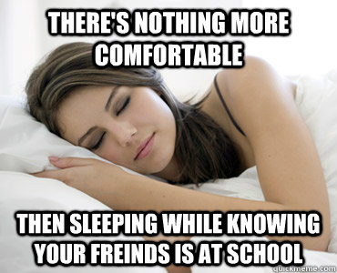 There's nothing more comfortable Then sleeping while knowing your freinds is at school  Sleep Meme