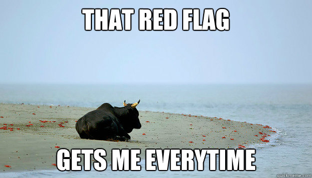 That red flag gets me everytime - That red flag gets me everytime  Misunderstood Bull
