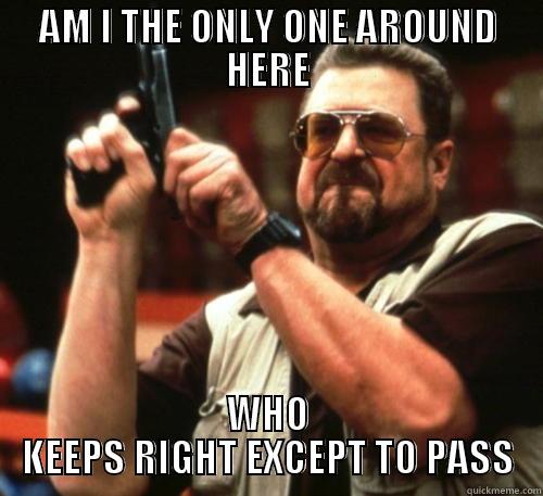 AM I THE ONLY ONE AROUND HERE WHO KEEPS RIGHT EXCEPT TO PASS Am I The Only One Around Here