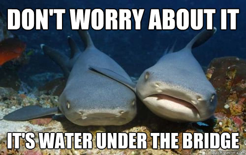 Don't worry about it it's water under the bridge  Compassionate Shark Friend