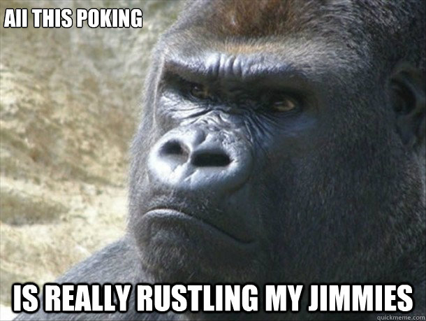 All THIS POKING IS REALLY RUSTLING MY JIMMIES  