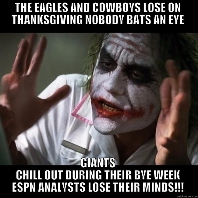 THE EAGLES AND COWBOYS LOSE ON THANKSGIVING NOBODY BATS AN EYE GIANTS CHILL OUT DURING THEIR BYE WEEK ESPN ANALYSTS LOSE THEIR MINDS!!! Misc