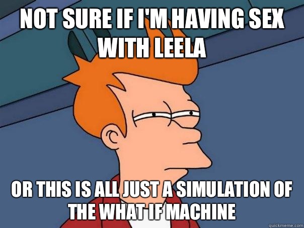 Not sure if I'm having sex with Leela Or this is all just a simulation of the what if machine  Futurama Fry
