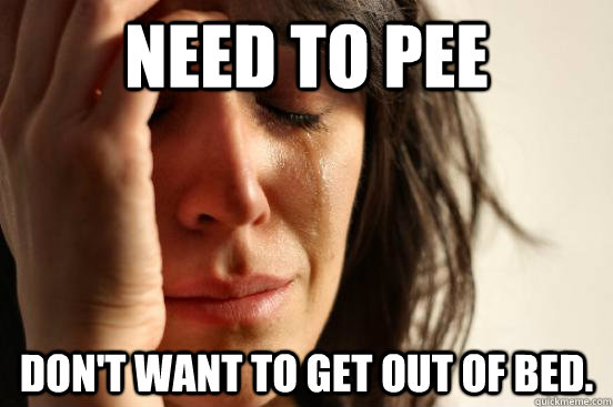 Need to pee Don't want to get out of bed.  First World Problems