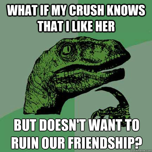 what if my crush knows that i like her but doesn't want to ruin our friendship?
  Philosoraptor