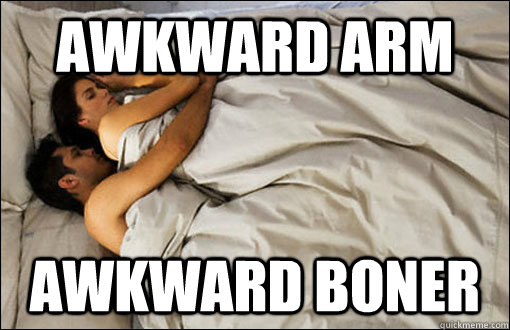 Awkward arm awkward boner  spooning couple