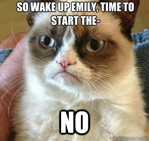 so wake up emily, time to start the- no   