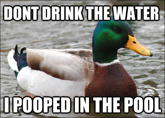Dont drink the water I pooped in the pool  Actual Advice Mallard