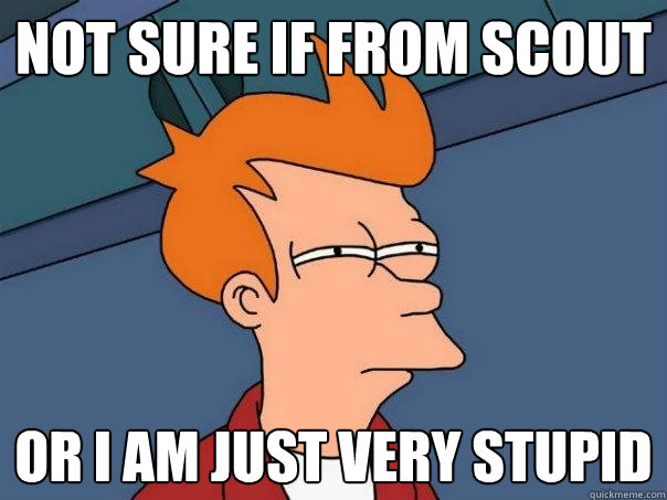 not sure if from scout or i am just very stupid  Futurama Fry