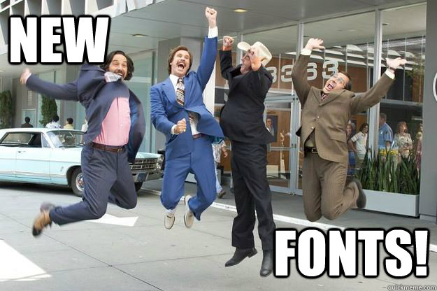 new fonts! - new fonts!  Anchorman New Suits