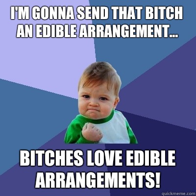 I'm gonna send that bitch an edible arrangement... Bitches love edible arrangements! - I'm gonna send that bitch an edible arrangement... Bitches love edible arrangements!  Success Kid