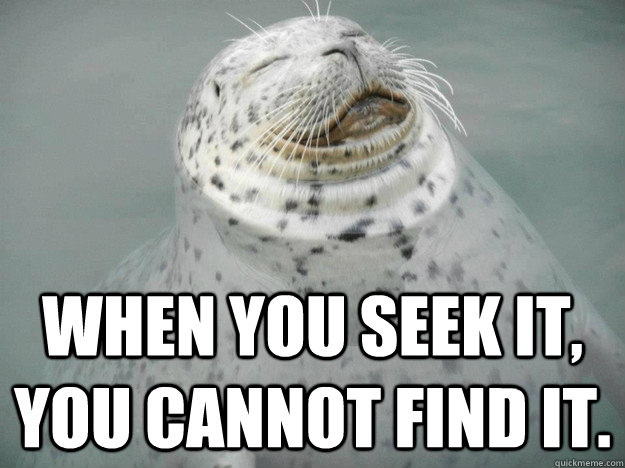 When you seek it, you cannot find it.  Zen Seal