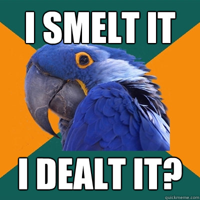 I smelt it I dealt it?  Paranoid Parrot