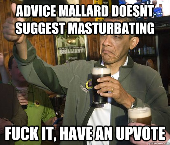 Advice Mallard Doesnt suggest Masturbating  Fuck It, Have an Upvote  Upvoting Obama