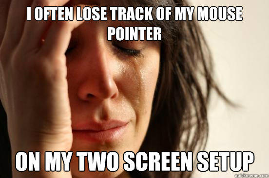I often lose track of my mouse pointer On my two screen setup - I often lose track of my mouse pointer On my two screen setup  First World Problems
