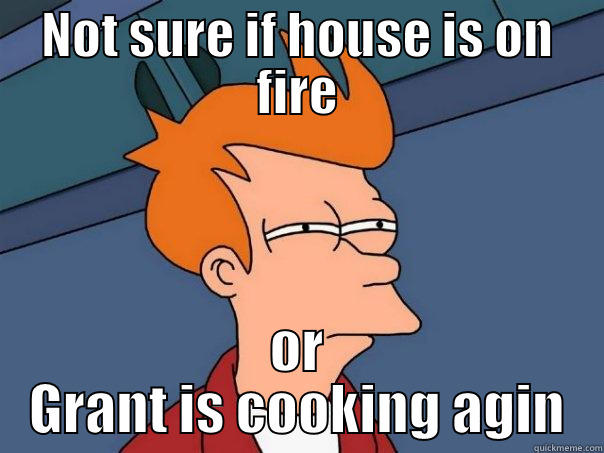 NOT SURE IF HOUSE IS ON FIRE OR GRANT IS COOKING AGIN Futurama Fry